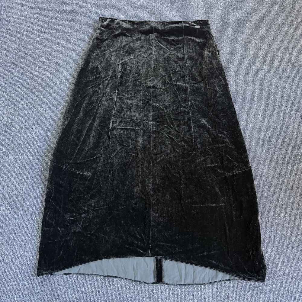 Y2K DKNY Skirt Womens 12 Black Velvet Long Pencil Zip Formal Party Cocktail